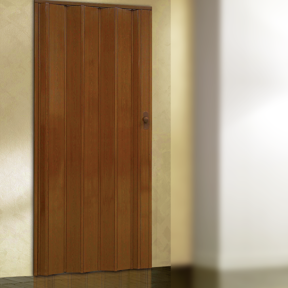 Porte pliante effet bois en PVC rigide avec poignée 82x214 cm