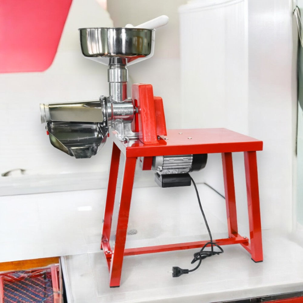 Presse-tomates électrique avec banc en acier inoxydable et accessoires pour la cuisine