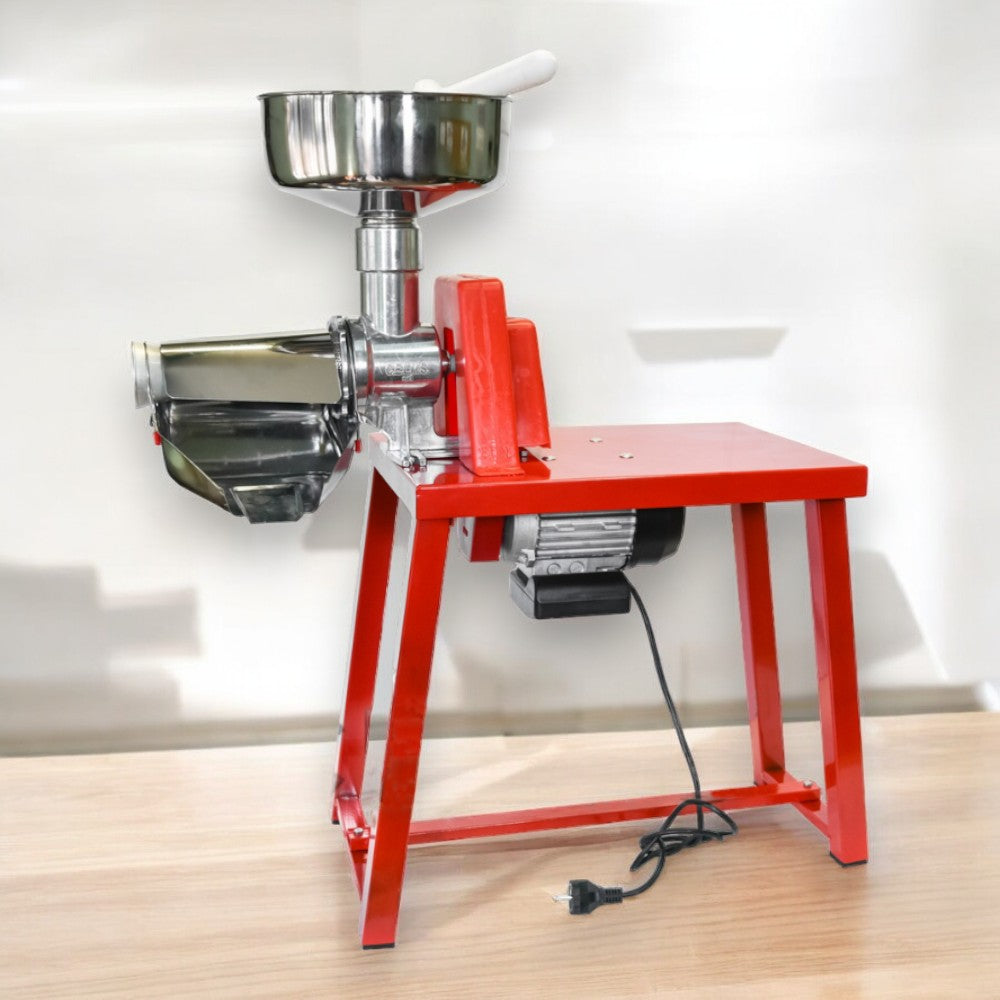 Presse-tomates électrique avec banc en acier inoxydable et accessoires pour la cuisine