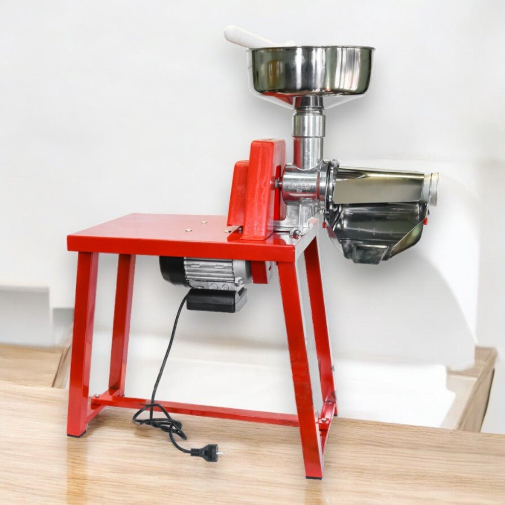 Presse-tomates électrique avec banc en acier inoxydable et accessoires pour la cuisine