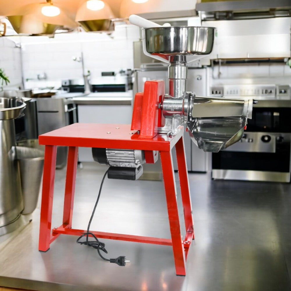 Presse-tomates électrique avec banc en acier inoxydable et accessoires pour la cuisine