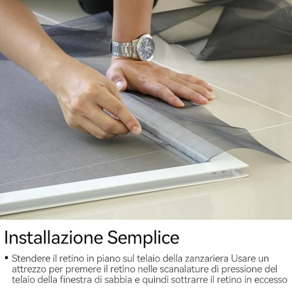 Moustiquaire enroulable de remplacement pour moustiquaire horizontale en PVC gris