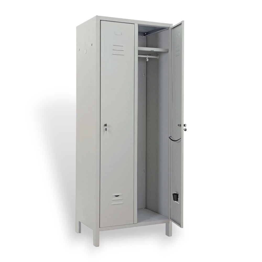 Armoire de vestiaire en métal 69x34xH180 cm double porte avec serrure et charnières anti-effraction Prometal