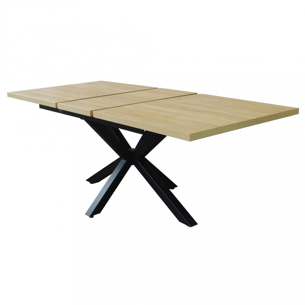 Tavolo allungabile con struttura in metallo nero e marrone con piano in mdf 90x160/200xH75 cm Gariè