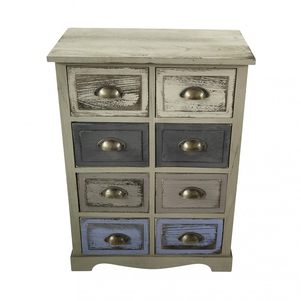 Mobile cassettiera in legno 8 cassetti organizzazione compatto e fisso 53x29xH73 cm