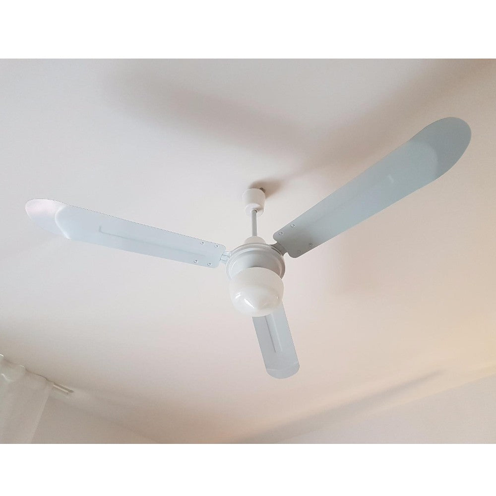 Ventilateur de plafond 3 pales en acier avec plafonnier diamètre 140 cm