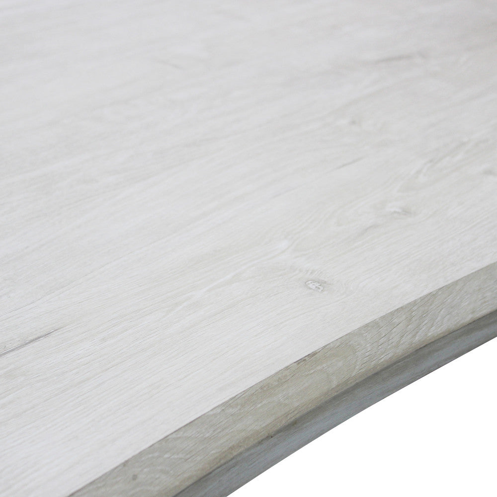 Tavolo rettangolare con struttura in metallo e piano in mdf bianco effetto pietra 90x160xH75 cm Dabber