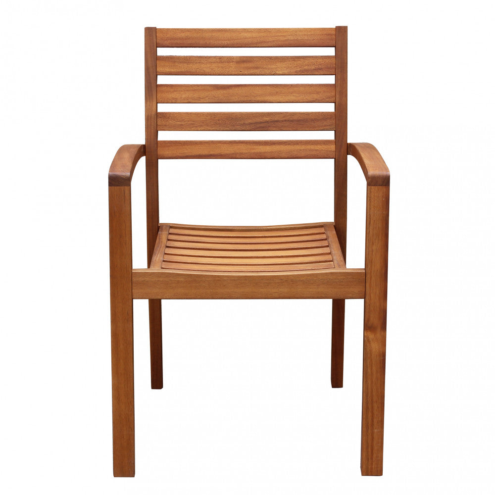 Fauteuil d'extérieur empilable en bois d'acacia massif Vierna