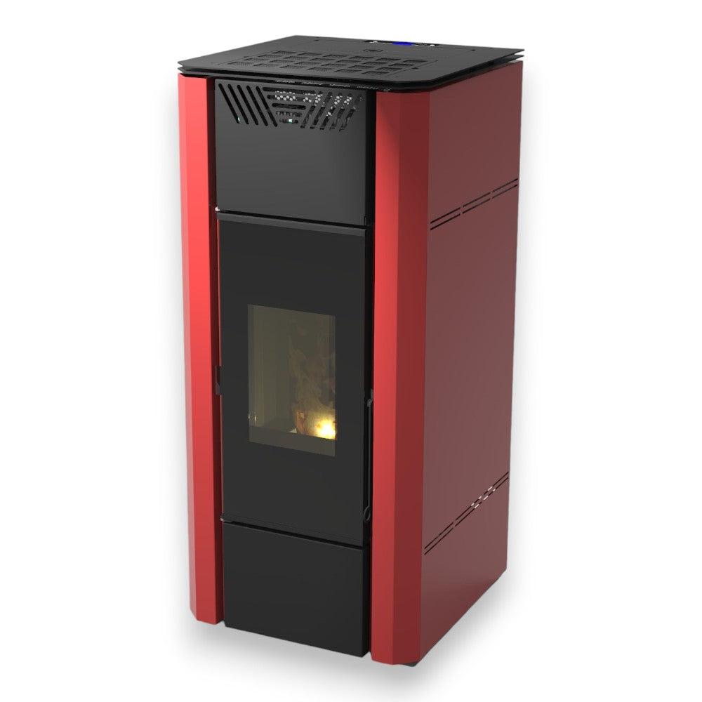Idrostufa stufa a pellet in acciaio 19 Kw bordeaux e nera A+ Corvara 20V