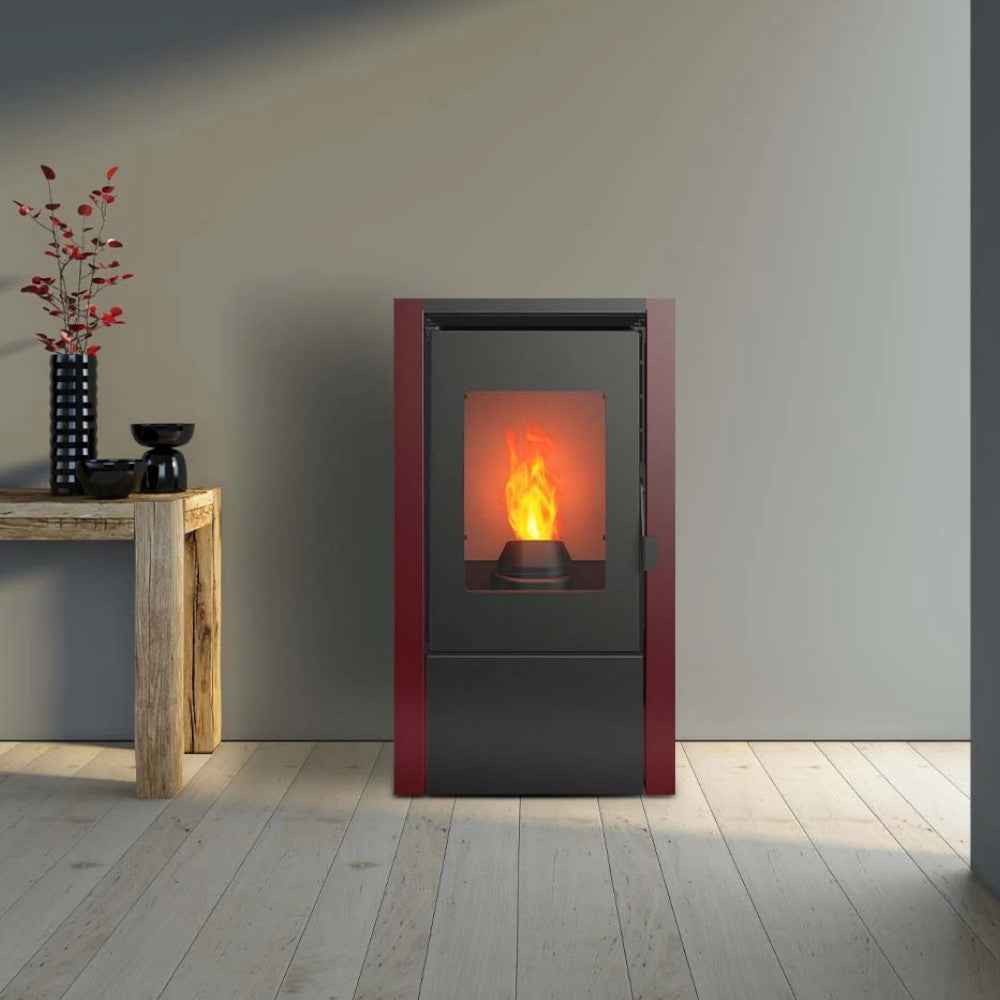 Stufa a pellet in acciaio 7 Kw A+ con uscita fumi posteriore 42,5x44xH76,5 cm Queen Little 6