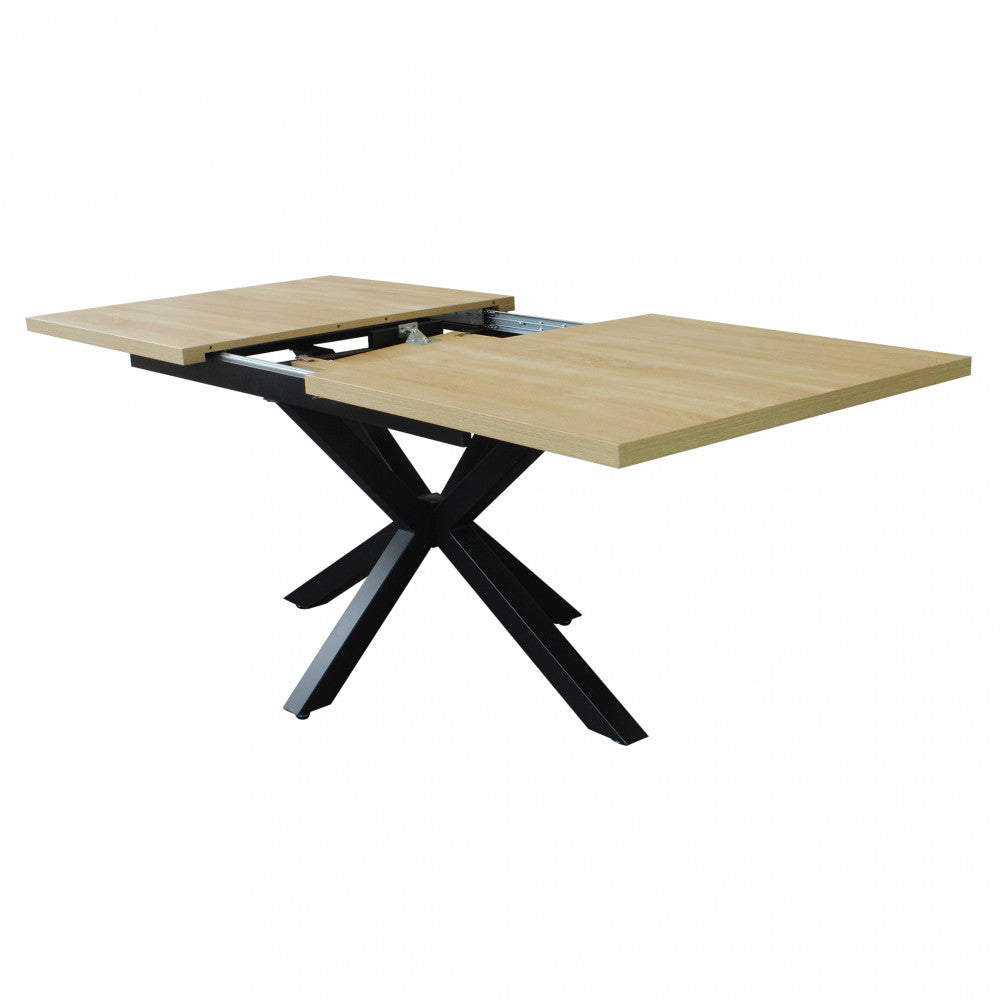 Tavolo allungabile con struttura in metallo nero e marrone con piano in mdf 90x160/200xH75 cm Gariè