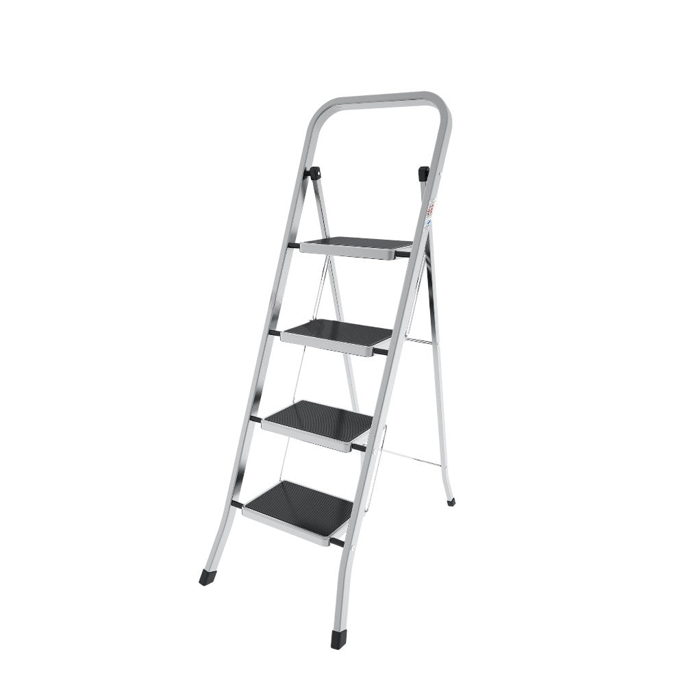 Tabouret en aluminium avec marches en acier et montants recouverts de caoutchouc, capacité de charge maximale de 150 kg