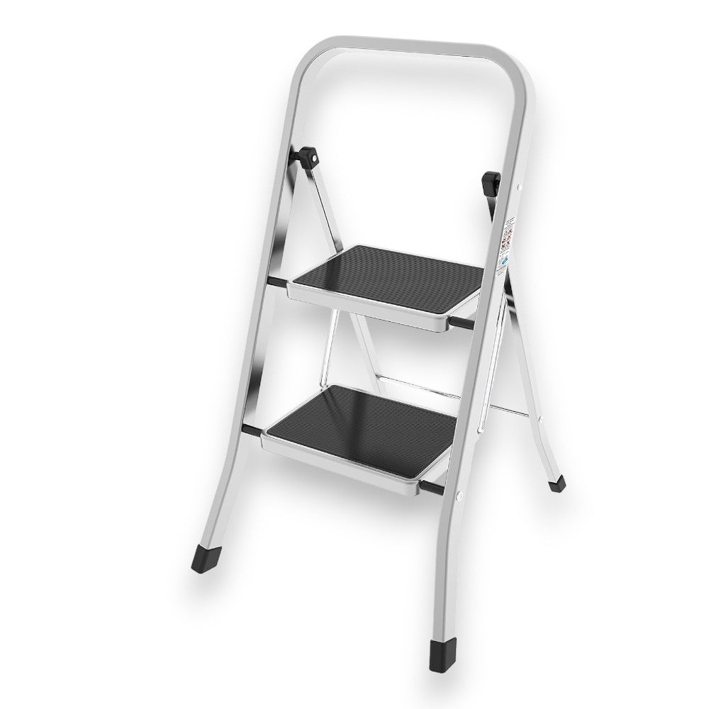 Tabouret en aluminium avec marches en acier et montants recouverts de caoutchouc, capacité de charge maximale de 150 kg