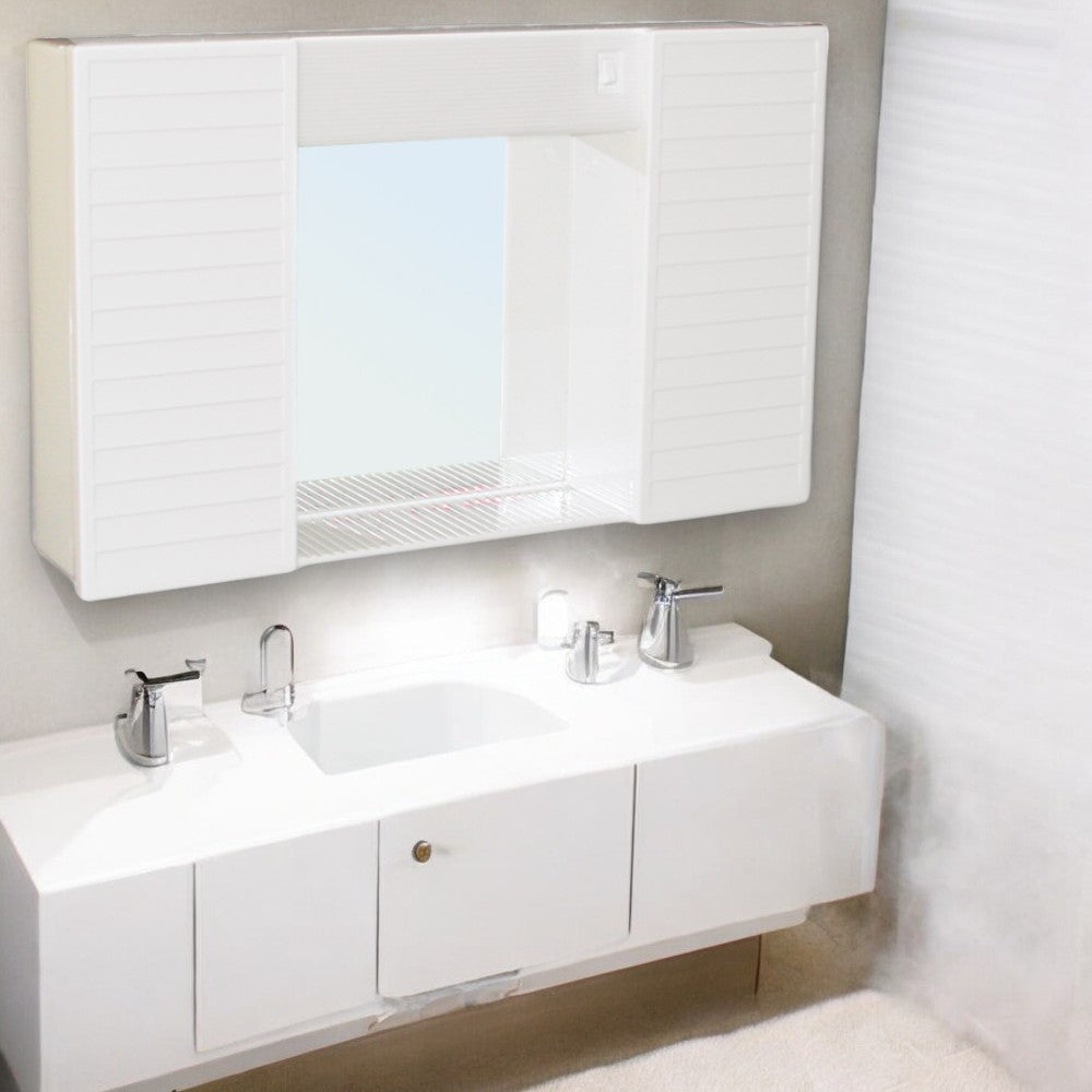 Armoire de toilette avec miroir de salle de bain avec deux portes, lumière et interrupteur 50x12xH37 cm