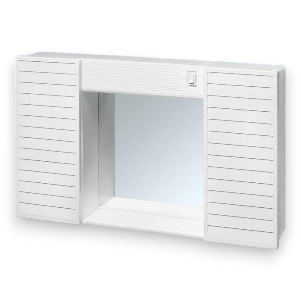 Armoire de toilette avec miroir de salle de bain avec deux portes, lumière et interrupteur 50x12xH37 cm