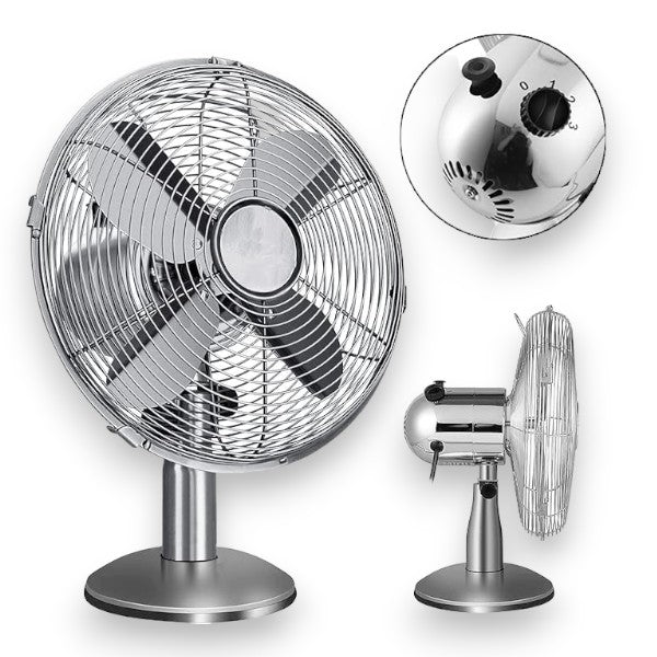 Ventilateur de table en acier de style ancien à inclinaison réglable, diamètre 40 cm