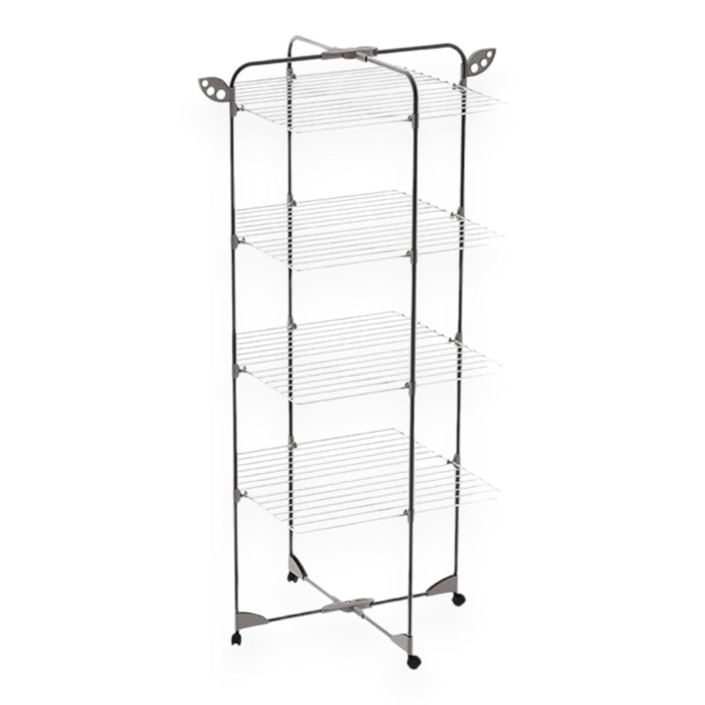 Étendoir à roulettes pour salle de bain 68x68xH155 cm