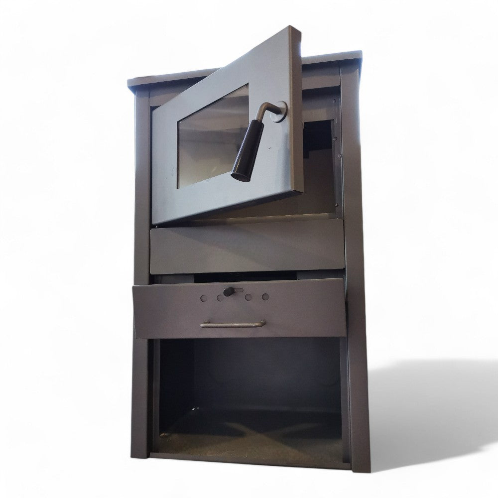 Poêle à bois thermo 47x37xH76 cm en acier