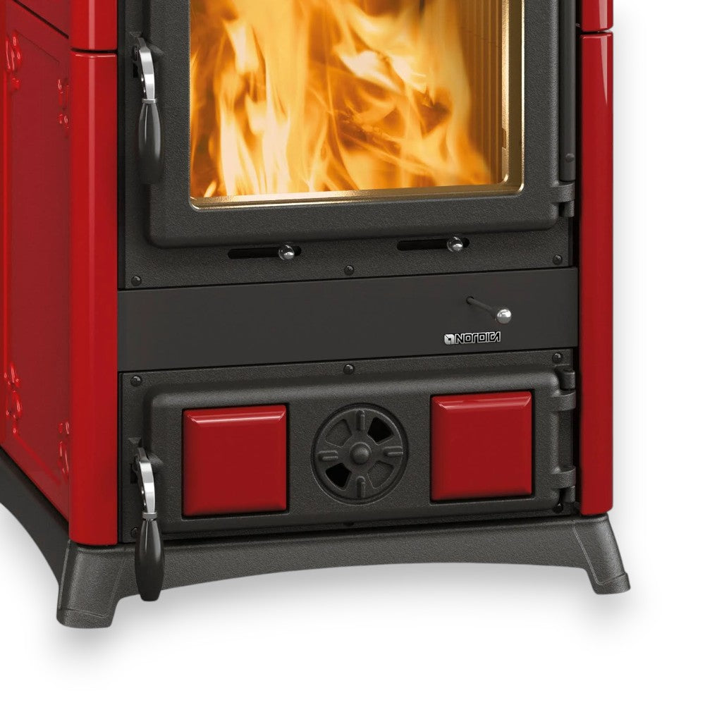 Poêle à bois 8,3 kW recouvert de fonte 56x54,7xH103,5 cm Nordica bordeaux