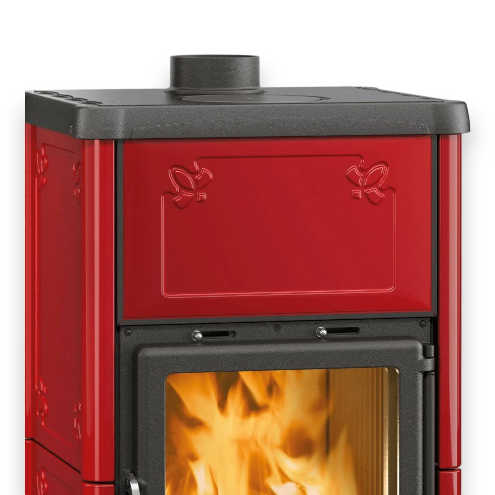 Poêle à bois 8,3 kW recouvert de fonte 56x54,7xH103,5 cm Nordica bordeaux
