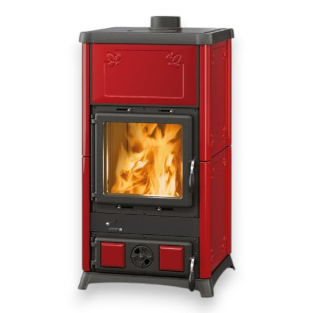 Poêle à bois 8,3 kW recouvert de fonte 56x54,7xH103,5 cm Nordica bordeaux