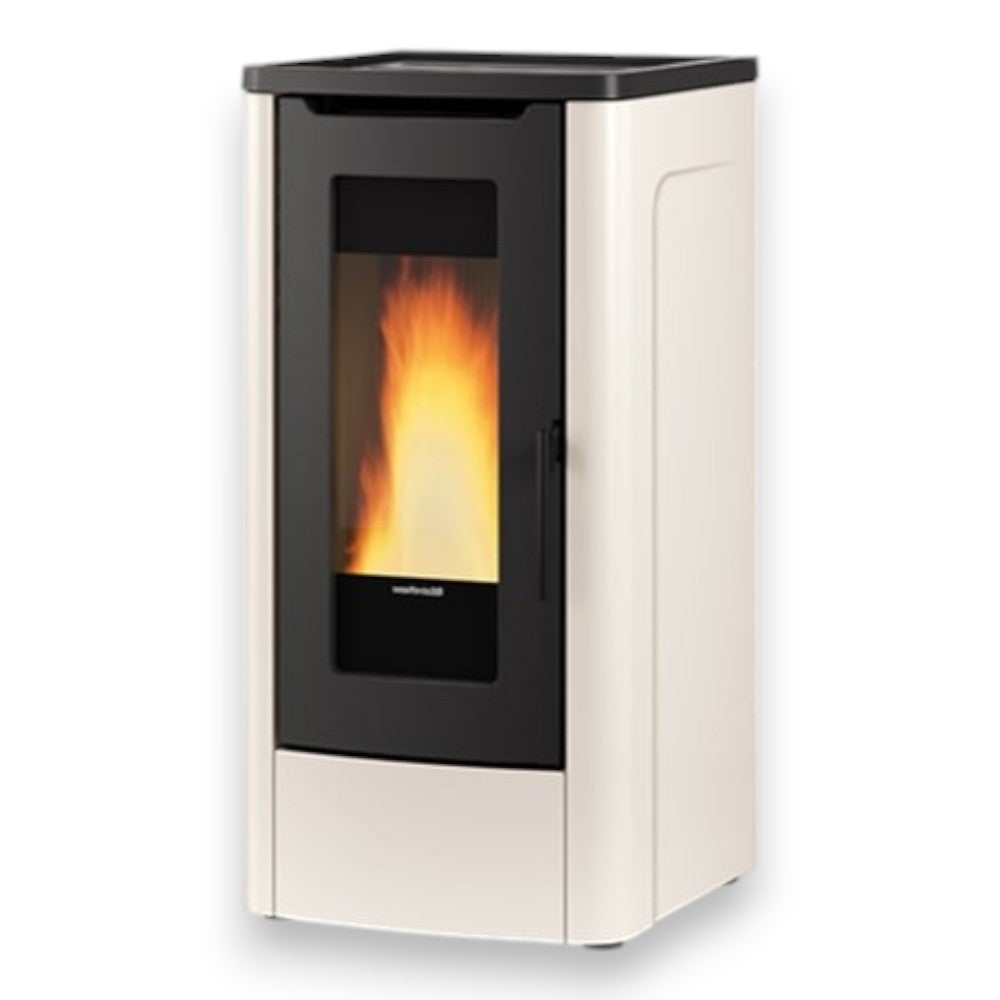 Poêle à Pellets Canalisé Dahiana Plus 10 Kw Ivoire (Compte Thermique) - mesure 52,5x60,2x108h cm. - poids Kg.160