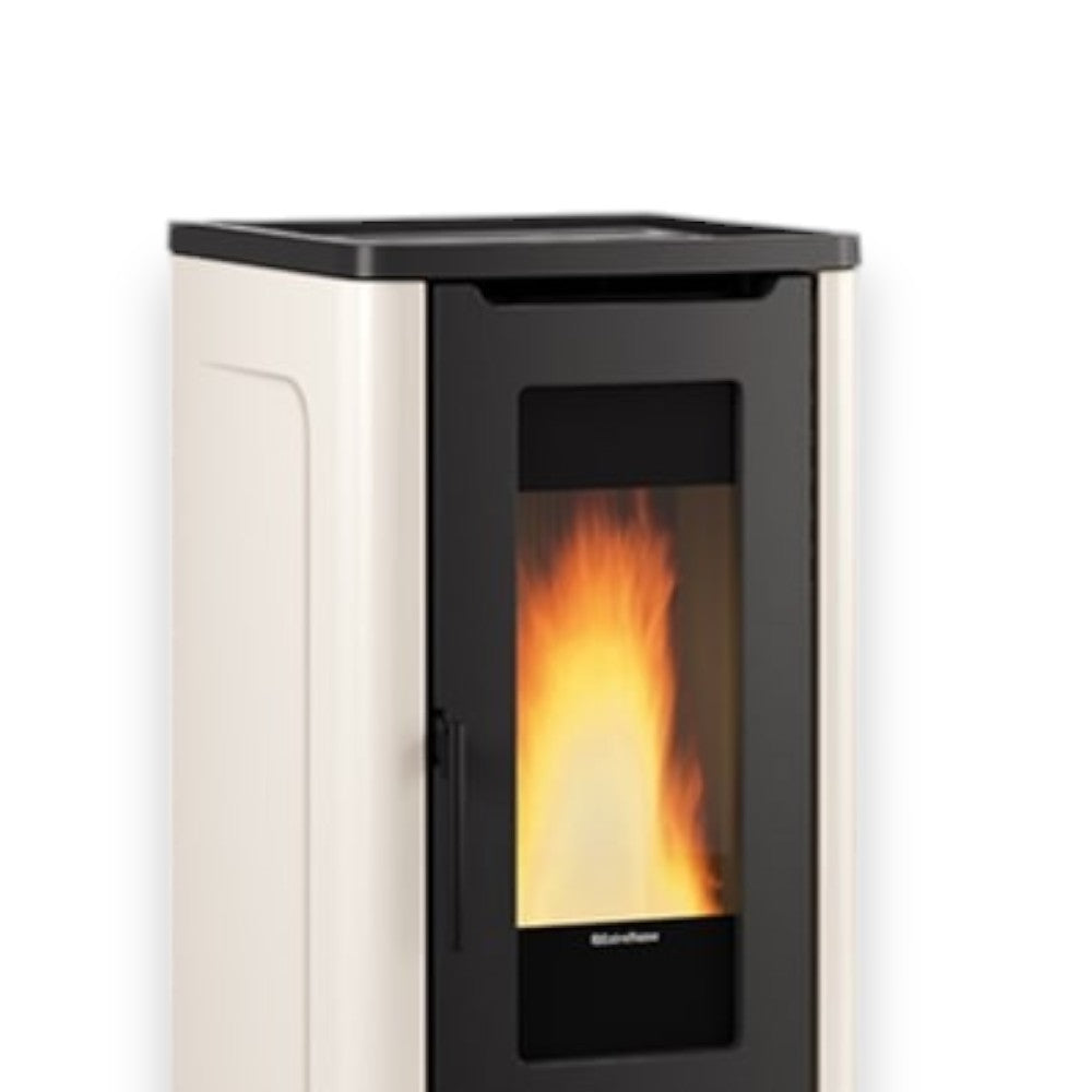 Poêle à Pellets Canalisé Dahiana Plus 10 Kw Ivoire (Compte Thermique) - mesure 52,5x60,2x108h cm. - poids Kg.160