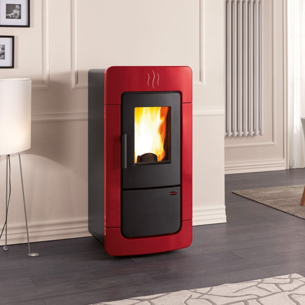 Poêle à pellets Diadema Idro Evo 28,4 Kw Bordeaux (Compte Thermique) - mesure 61,9x68,9x130,4h cm. - poids Kg.259