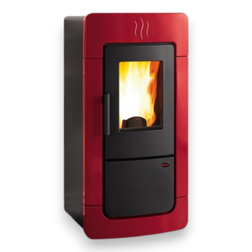 Poêle à pellets Diadema Idro Evo 28,4 Kw Bordeaux (Compte Thermique) - mesure 61,9x68,9x130,4h cm. - poids Kg.259