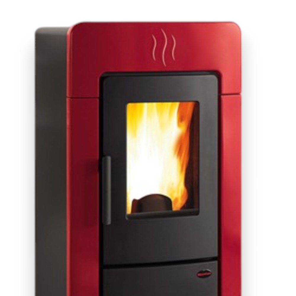 Poêle à pellets Diadema Idro Evo 28,4 Kw Bordeaux (Compte Thermique) - mesure 61,9x68,9x130,4h cm. - poids Kg.259