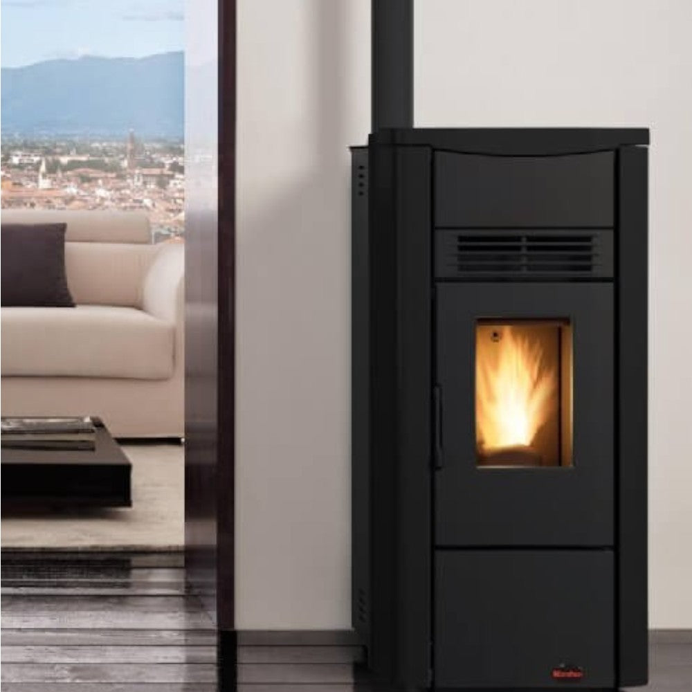 Poêle à pellets Giusy Evo 2.0 7 Kw Noir (Compte Thermique) - mesure 49,8x50,4x102,20h cm. - poids 83 kg