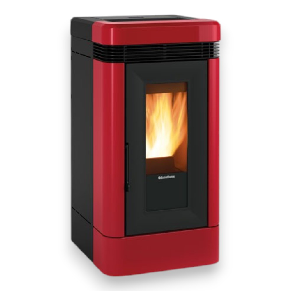 Poêle à Pellets Lucia 12,1 Kw Bordeaux (Compte Thermique) - mesure 55,6x59,7x109,7h cm. - poids 181 kg