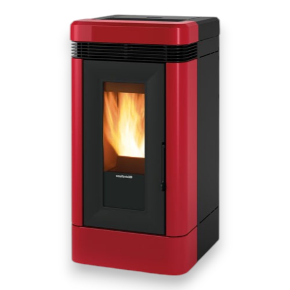 Poêle à Pellets Lucia 12,1 Kw Bordeaux (Compte Thermique) - mesure 55,6x59,7x109,7h cm. - poids 181 kg