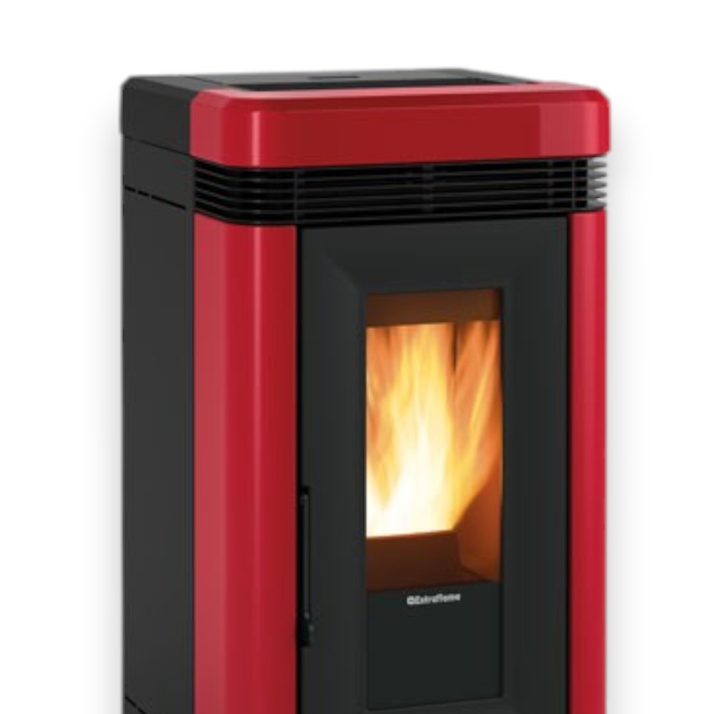 Poêle à Pellets Lucia 12,1 Kw Bordeaux (Compte Thermique) - mesure 55,6x59,7x109,7h cm. - poids 181 kg