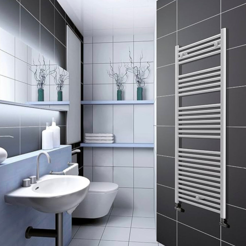 Termoarredo bianco diritto in acciaio completo di valvola e fissaggi Sanremo