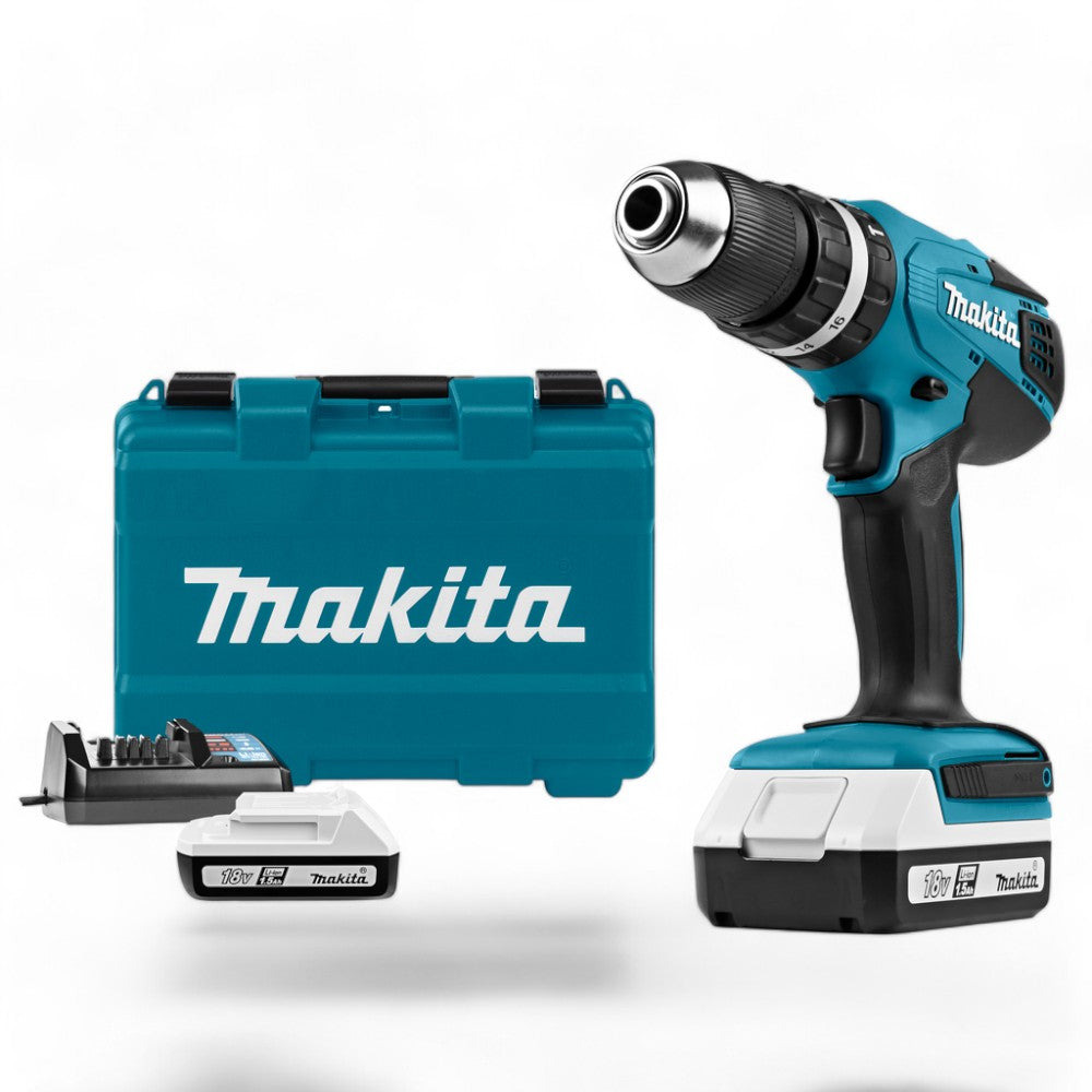 Perceuse-visseuse sans fil HP457DWE Makita 18v 1,5ah avec 2 batteries