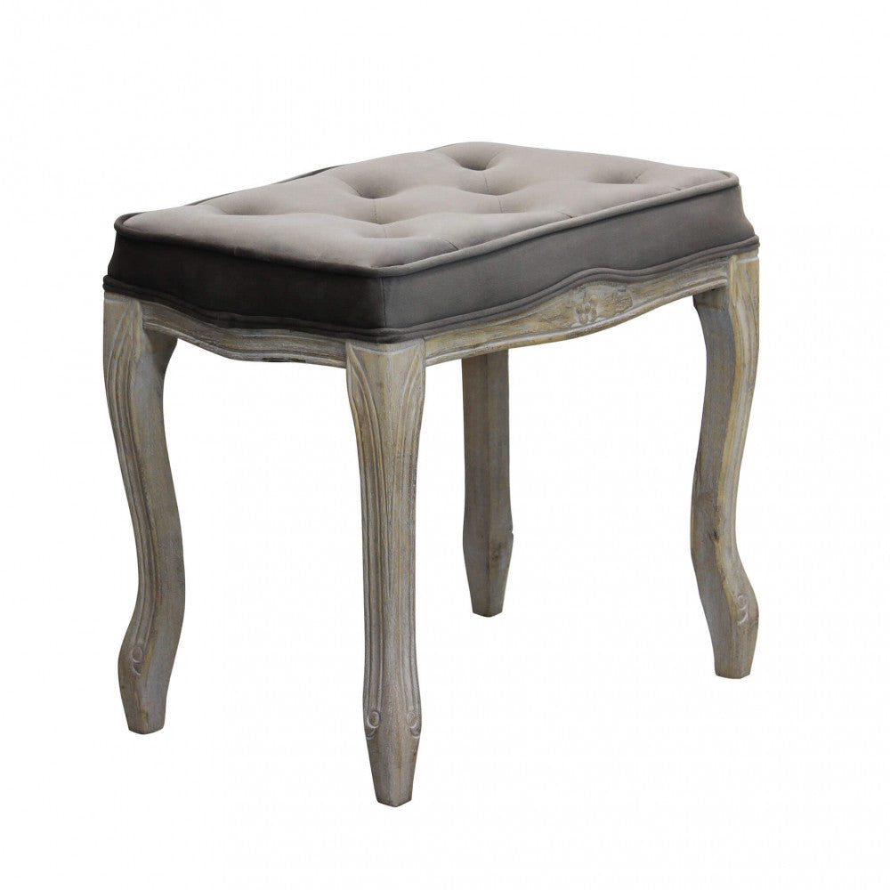 Sgabello in velluto con struttura in legno elegante 50x36xH47 cm