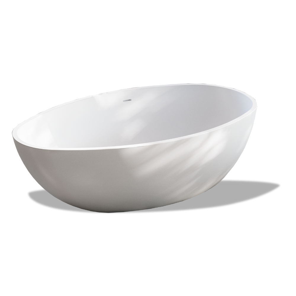 Vasca da bagno freestanding in solid surface bianco opaco 174x95xH50 cm Fiji