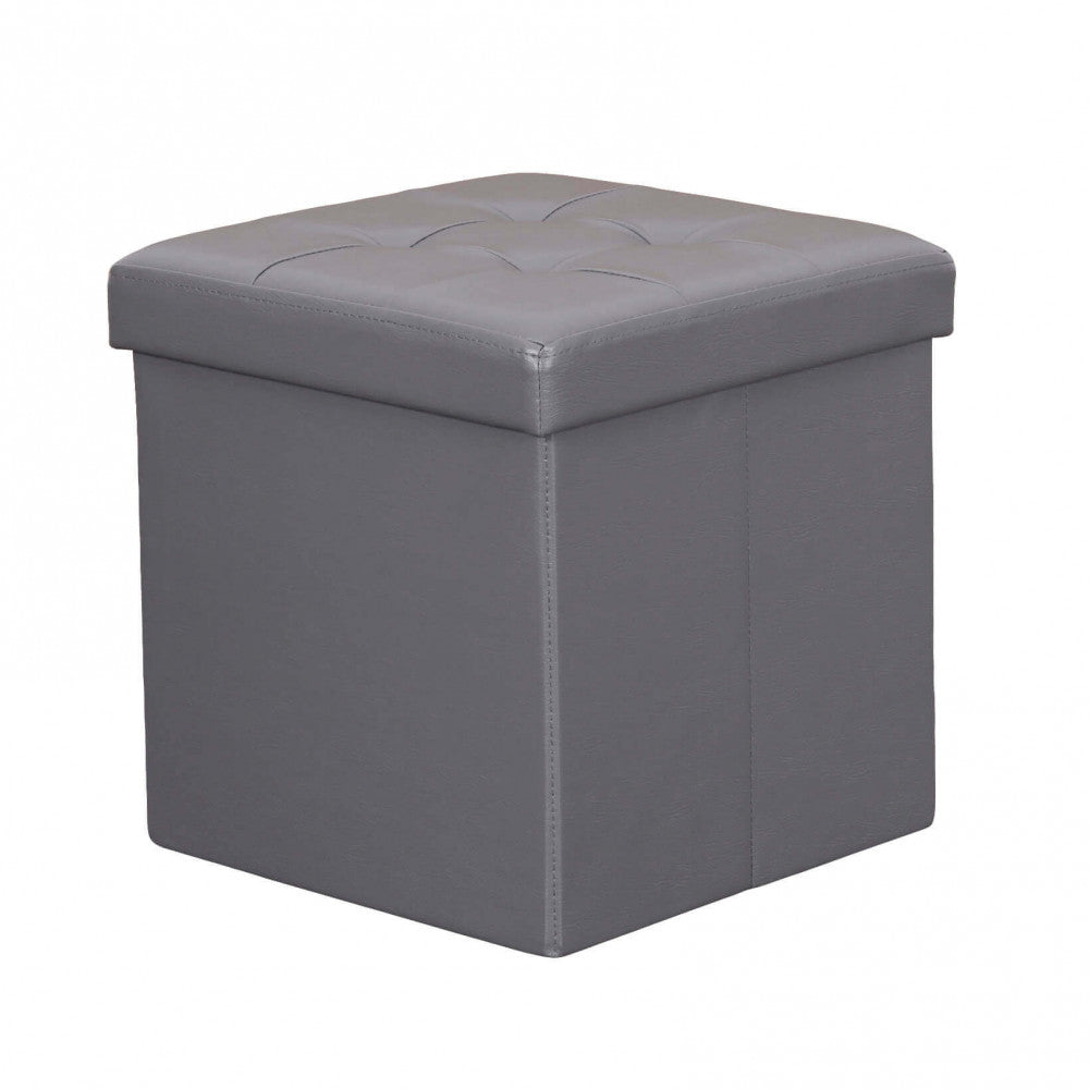 Pouf de rangement cube de rangement carré 38x38 cm recouvert d'éco-cuir