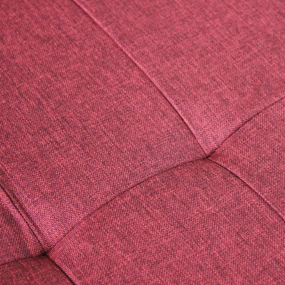Pouf de rangement rectangulaire en tissu bordeaux