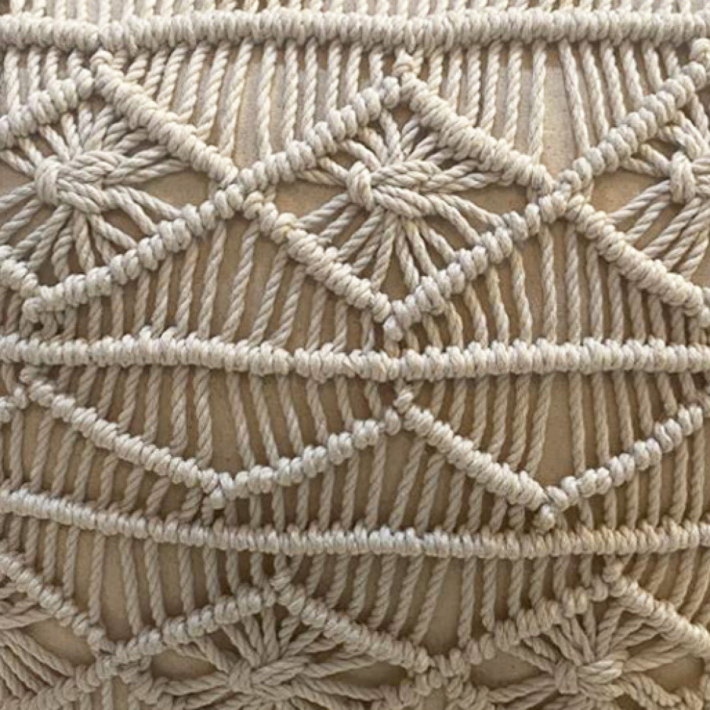 Pouf seduta 45x45x45 cm rivestito in cotone effetto corda