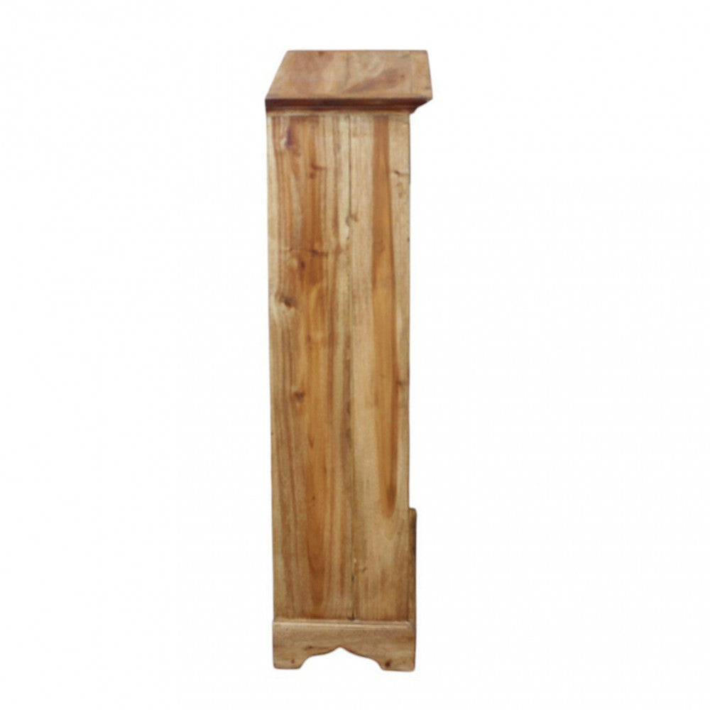 Cantinetta portabottiglie rettangolare fisso marrone in legno massello di mogano 55x23xH85 cm