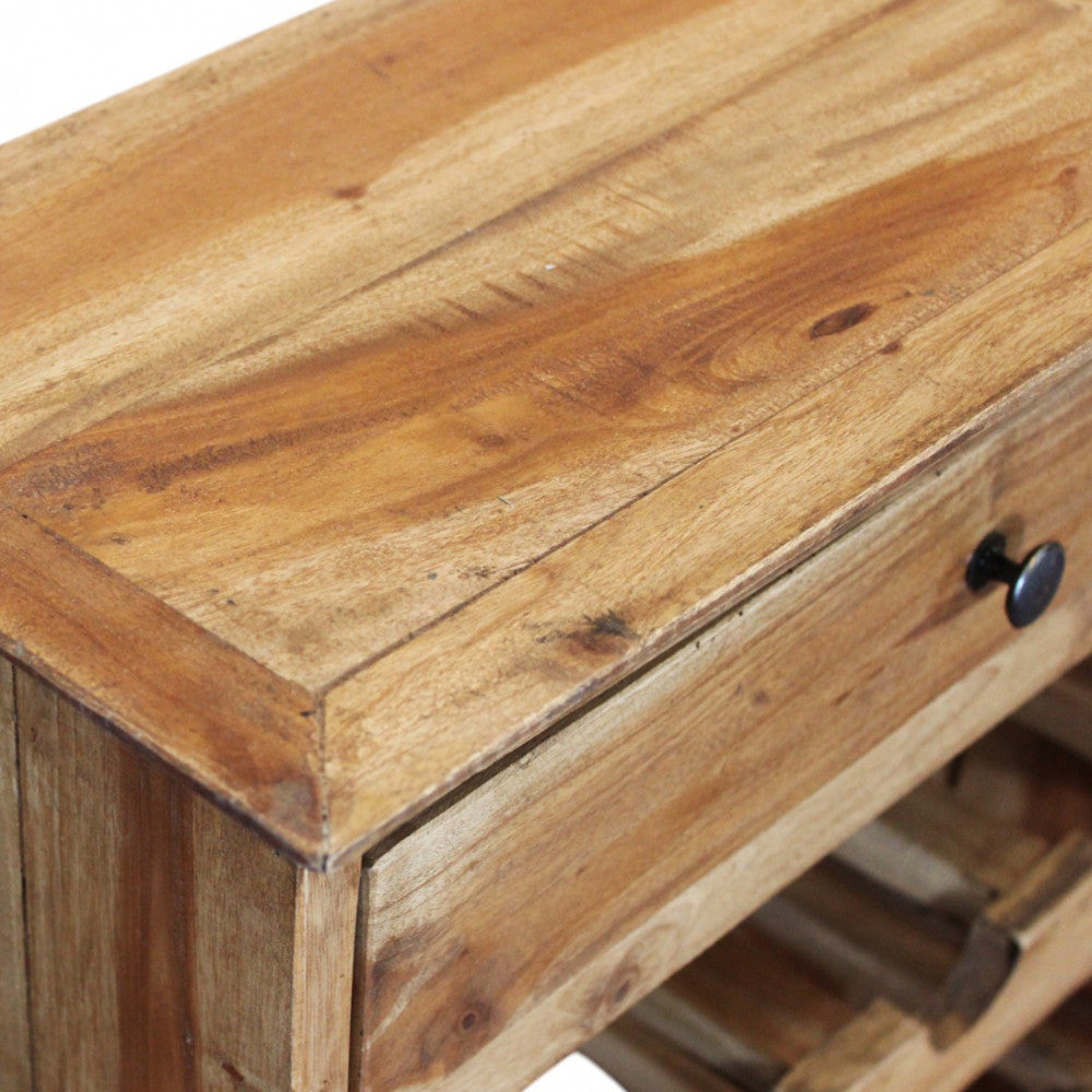 Cantinetta portabottiglie rettangolare fisso marrone in legno massello di mogano 55x23xH85 cm