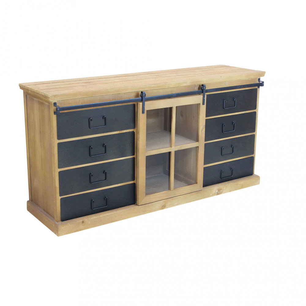 Mobile basso in legno con ripiani e cassetti 147x42xH75 cm Cordell