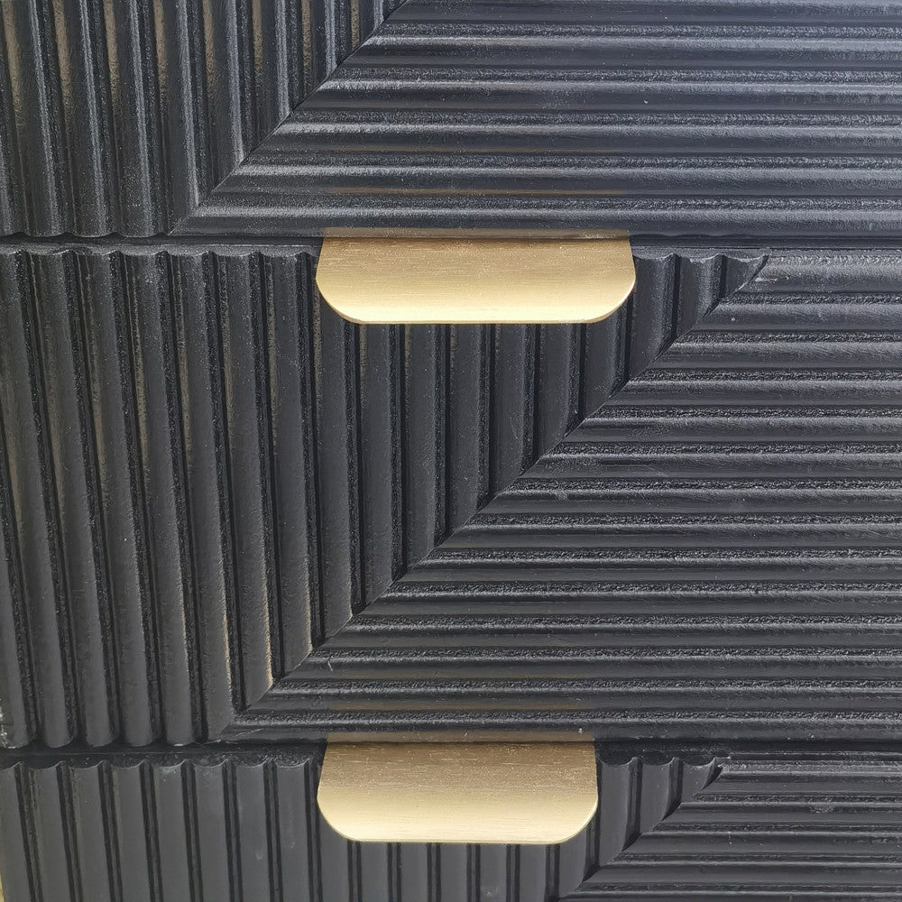 Mobiletto in legno con quattro cassetti fisso 34x25xH77 cm nero e beige Claiton