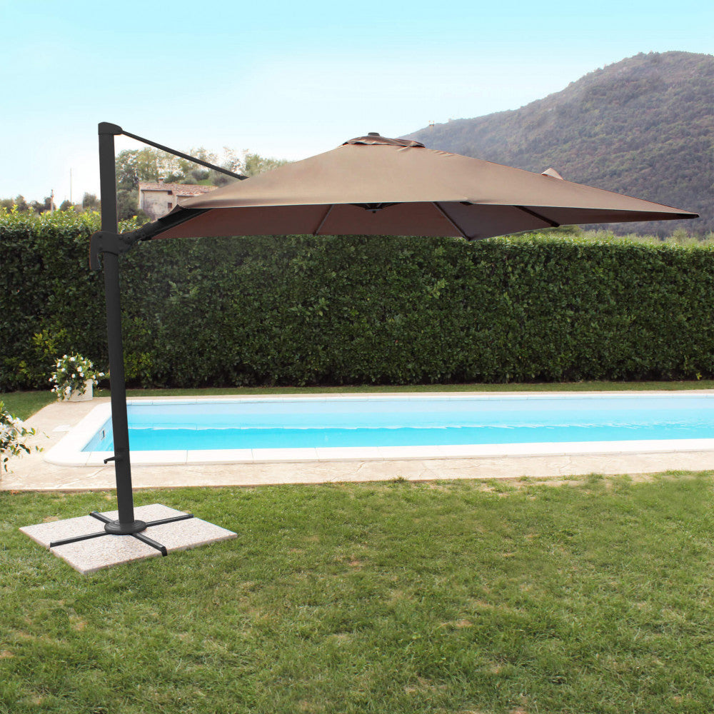 Parasol de jardin 3x4 m avec mât tournant en aluminium Settimo