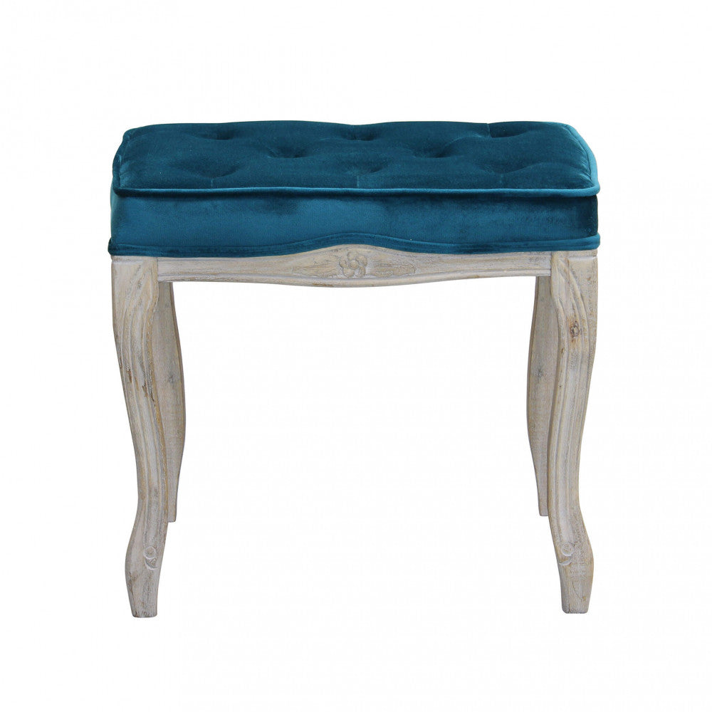 Sgabello in velluto con struttura in legno elegante 50x36xH47 cm