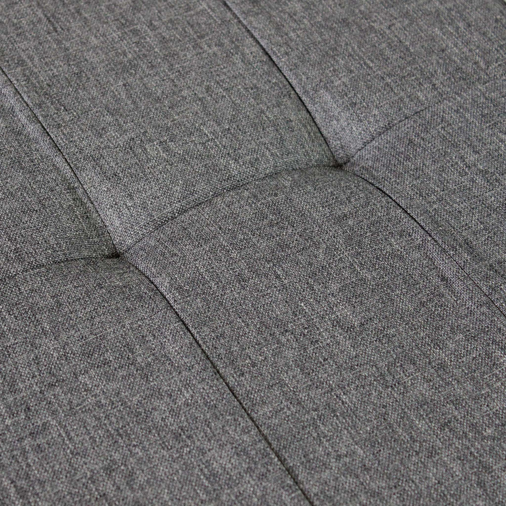Pouf de rangement rectangulaire en tissu gris foncé