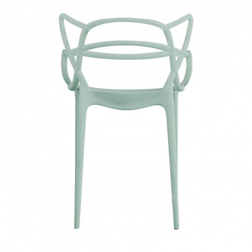 Sedia bar design moderno in resina verde chiaro con braccioli e schienale intrecciato Opera