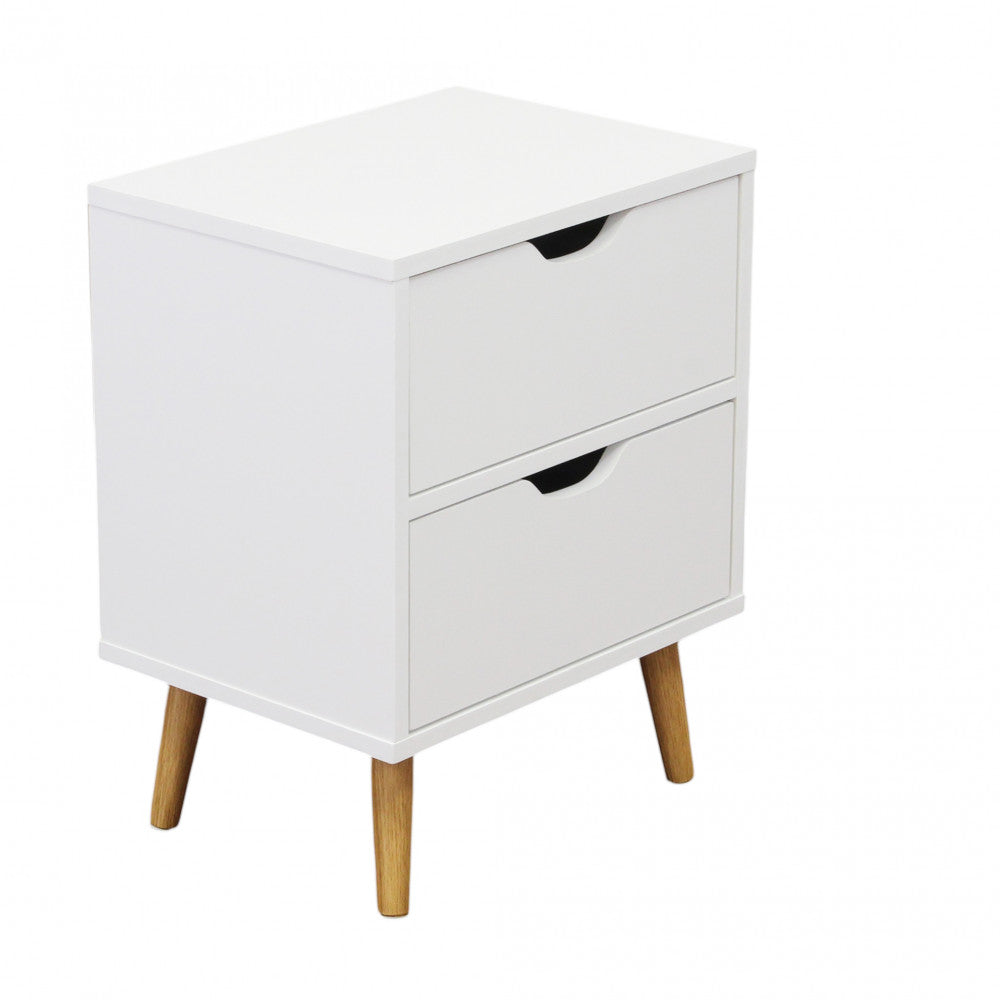 Comodino bianco elegante in legno con cassetto portaoggetti per camera da letto